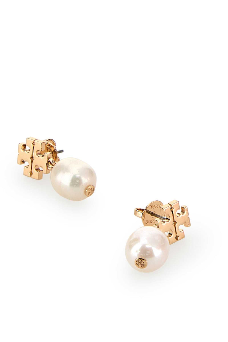Tory Burch Cultured Pearl Drop Earrings — Gold Main Body : Brass