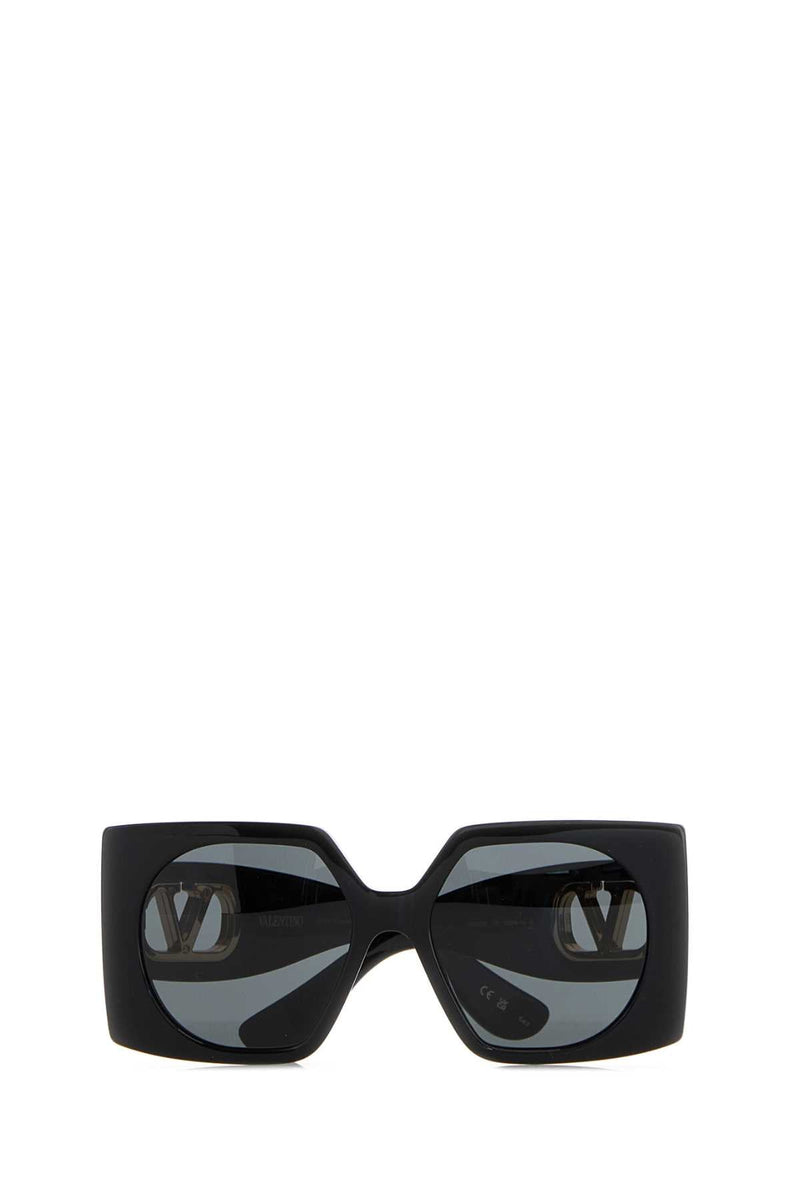 Valentino Garavani Sunglass Acetate Square Sunglasses — Black
