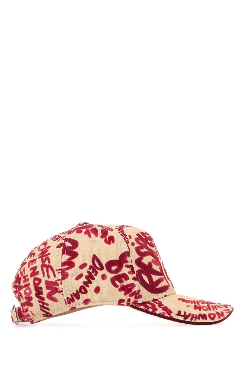 Dsquared2 Baseball Printed Hibiscus Cotton Cap — Beige Exterior: Caps