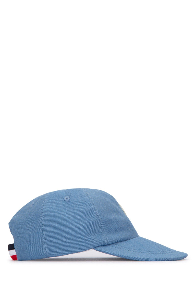 Moncler Jr Hat Logo-Embroidered Baseball Cap — Blue Cotton Caps