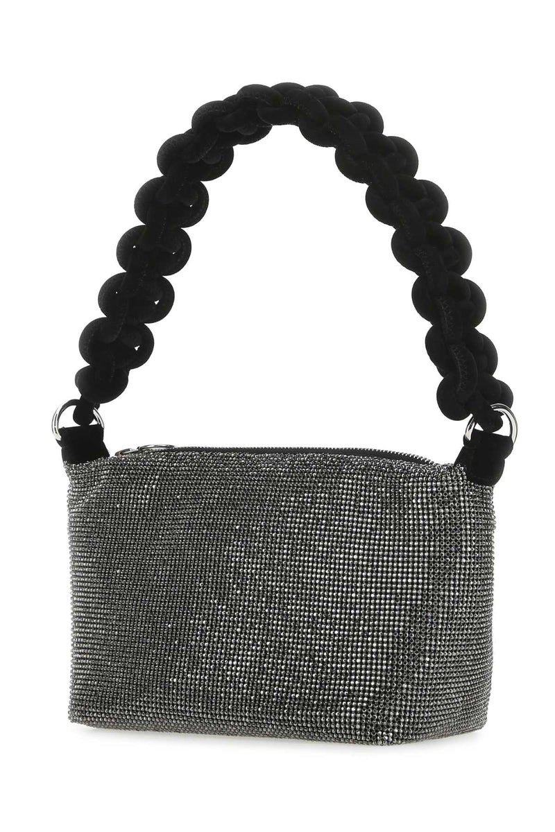 Kara Rhinestone-Embellished Shoulder Bag — Black