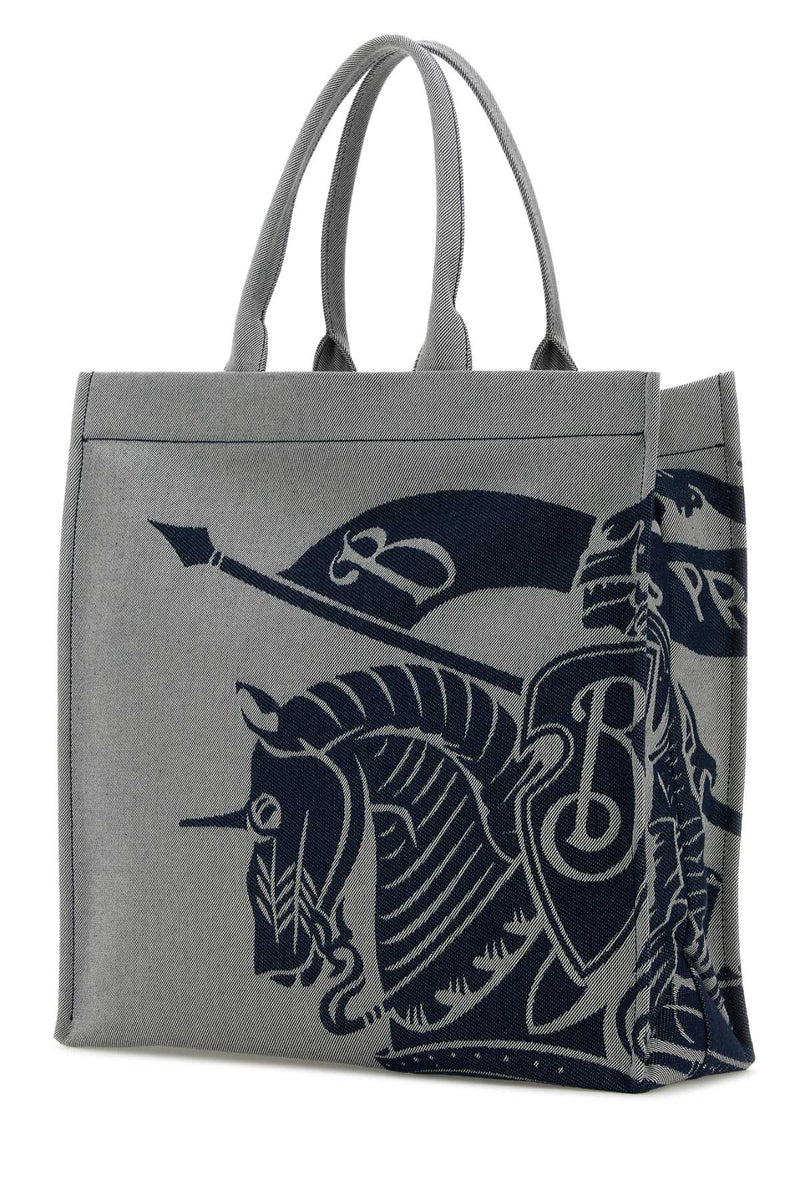 Burberry Embroidered Canvas Tote Bag — Gray Exterior: Cotton Polyester