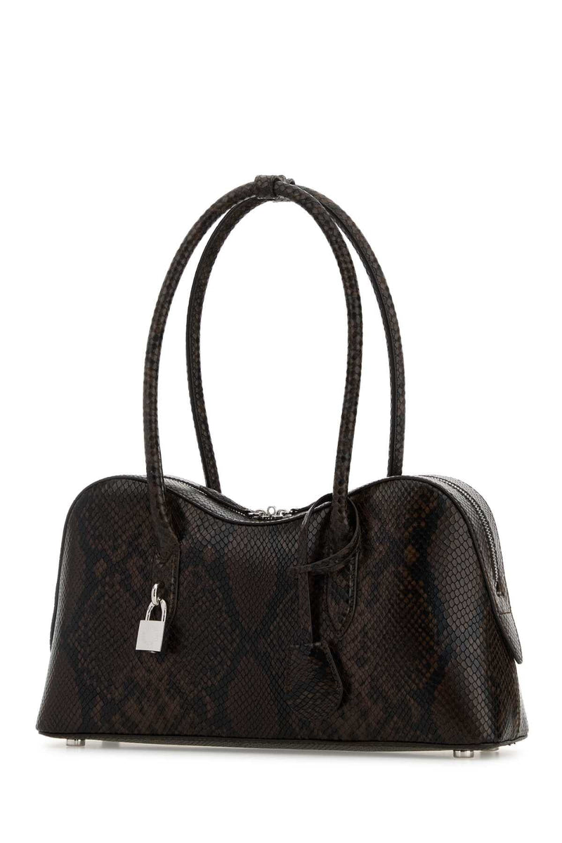 Stella Mccartney Python-Embossed Fabric Shoulder Bag — Brown
