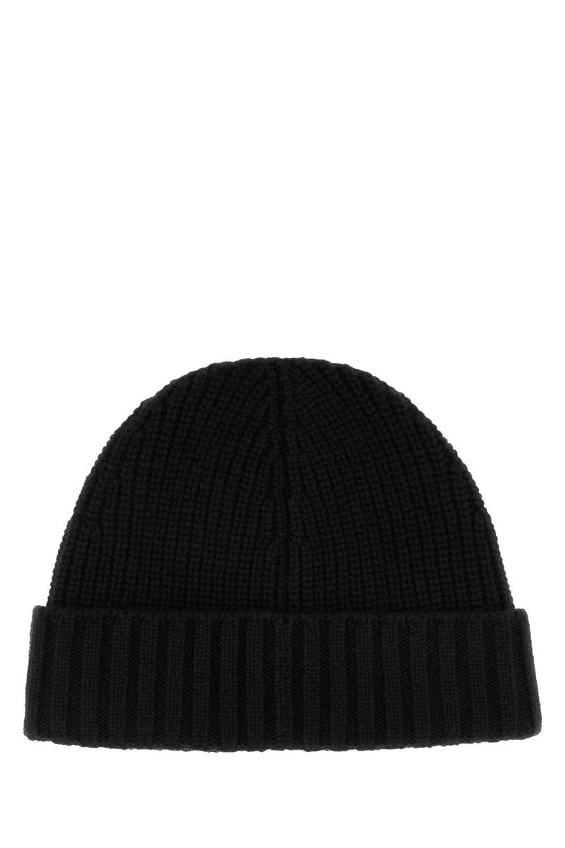 Stone Island L2s15n100006s01ff Cashmere Ribbed Beanie — Black Exterior: Beanies