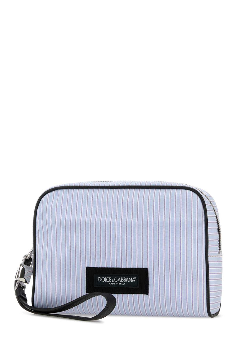 Dolce & Gabbana Striped Poplin Card Case — Blue Cases