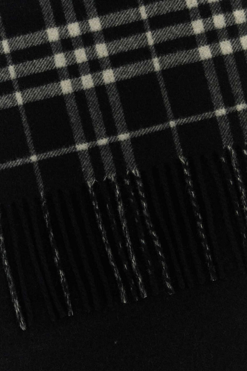 Burberry Tartan Cashmere Scarf — Black Exterior: Scarfs
