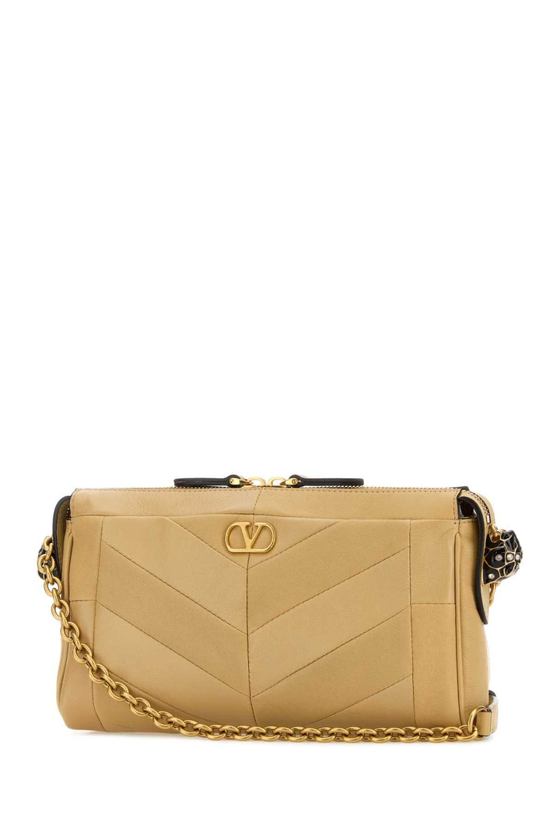Valentino Garavani Quilted Nappa Leather Shoulder Bag — Beige