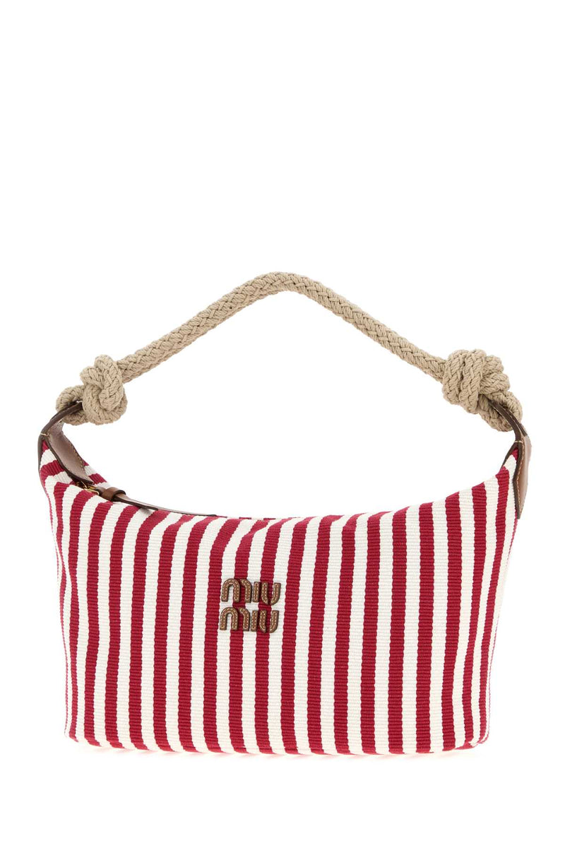Miu Miu Striped Canvas Tote Bag — Red