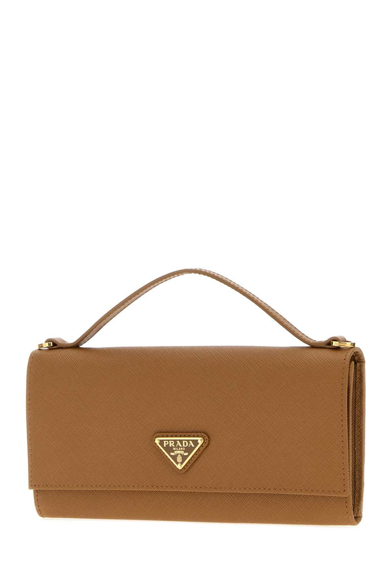 Prada Saffiano Leather Wallet — Brown