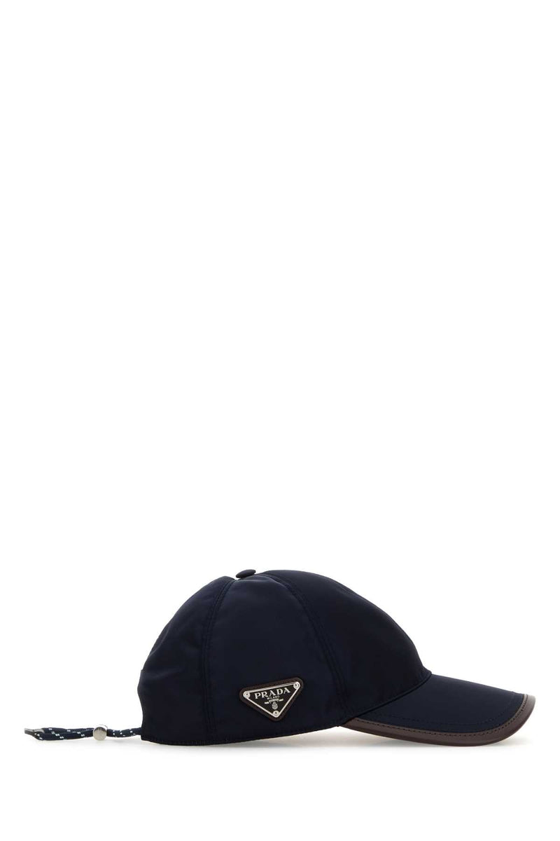 Prada Hat Re-Nylon Baseball Cap — Navy Caps