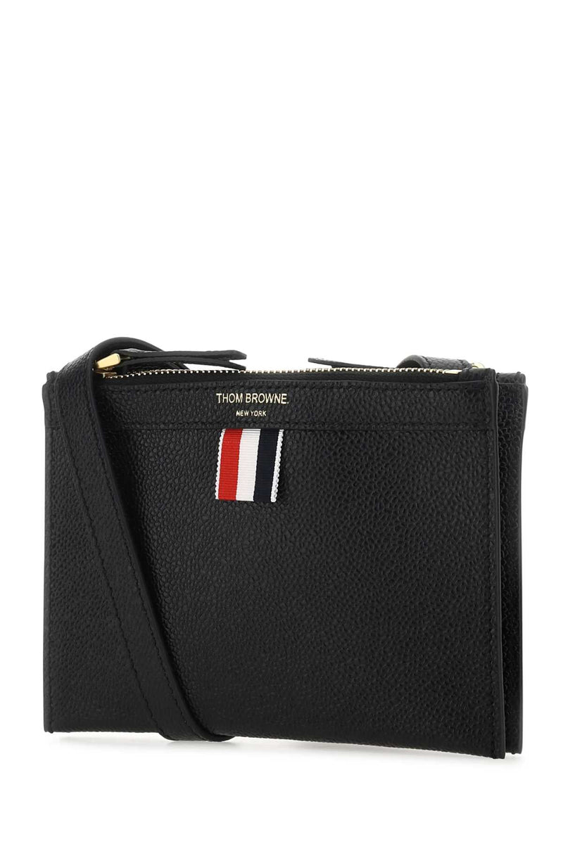 Thom Browne Grained Leather Card Case — Black Cases