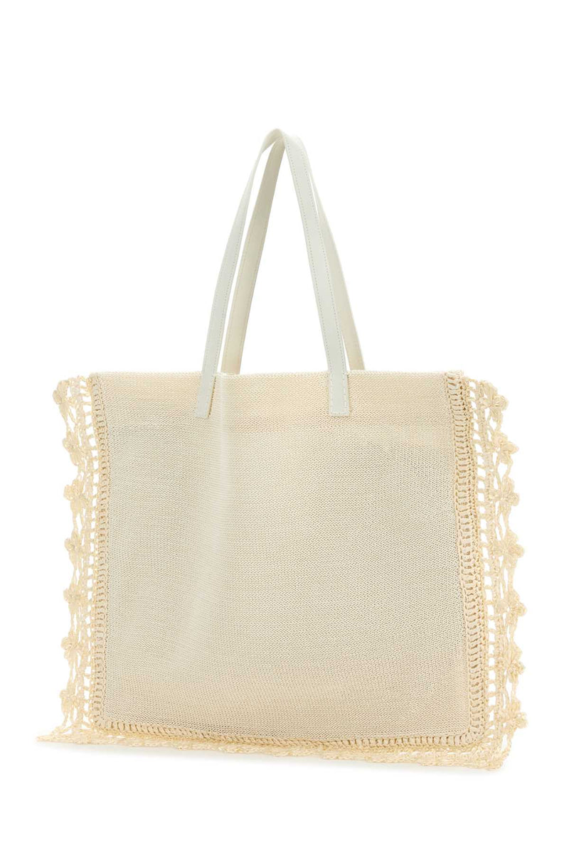 Jw Anderson Crochet Tote Bag — White Exterior: Fabric