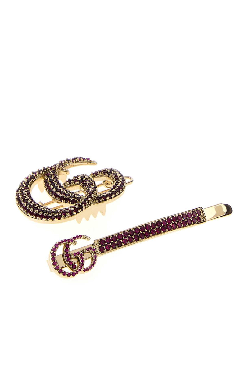 Gucci Gg Marmont Hair Clips — Gold Pins Claws &