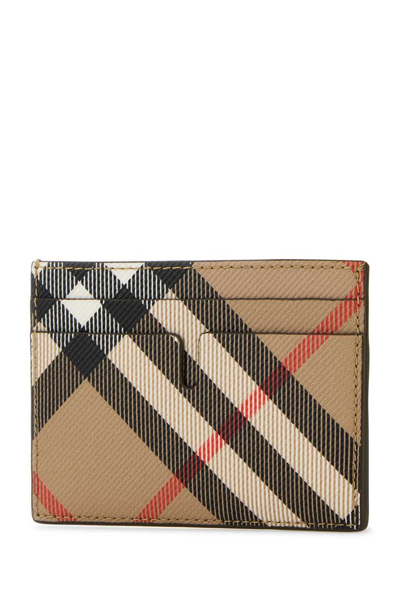 Burberry Sandon Card Case — Beige Polyurethane Polyester Cotton Cases