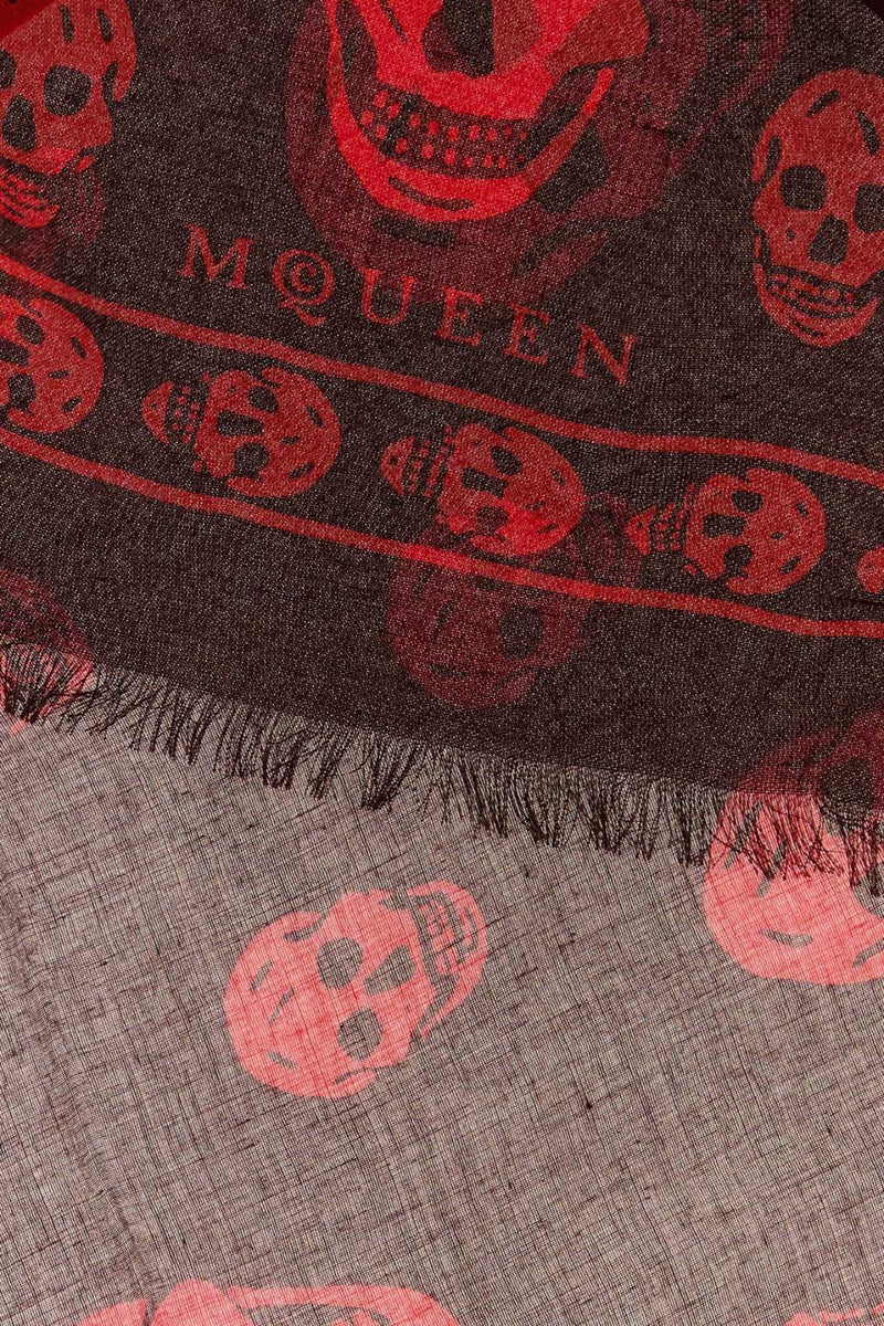 Alexander Mcqueen Skull Scarf — Burgundy Exterior: Modal Silk Scarfs