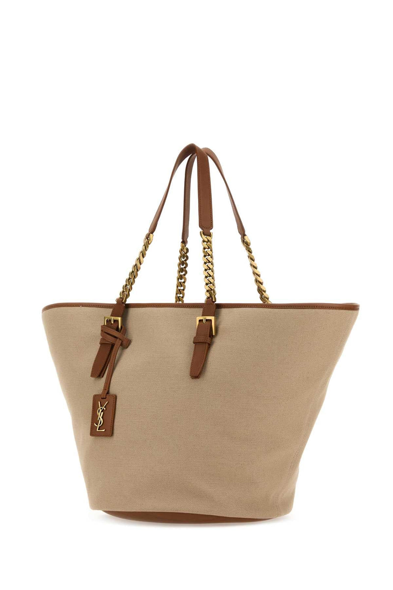 Saint Laurent Lauren Tote Bag — Beige