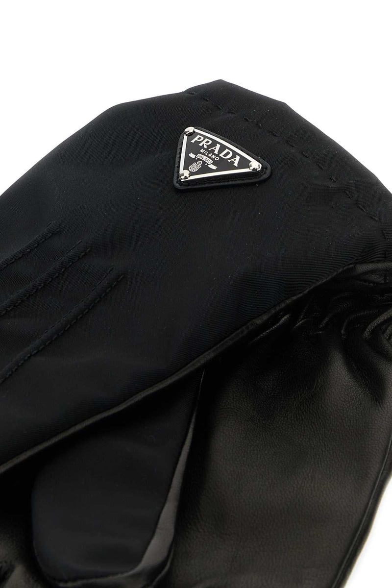 Prada Nylon And Nappa Leather Gloves — Black Exterior