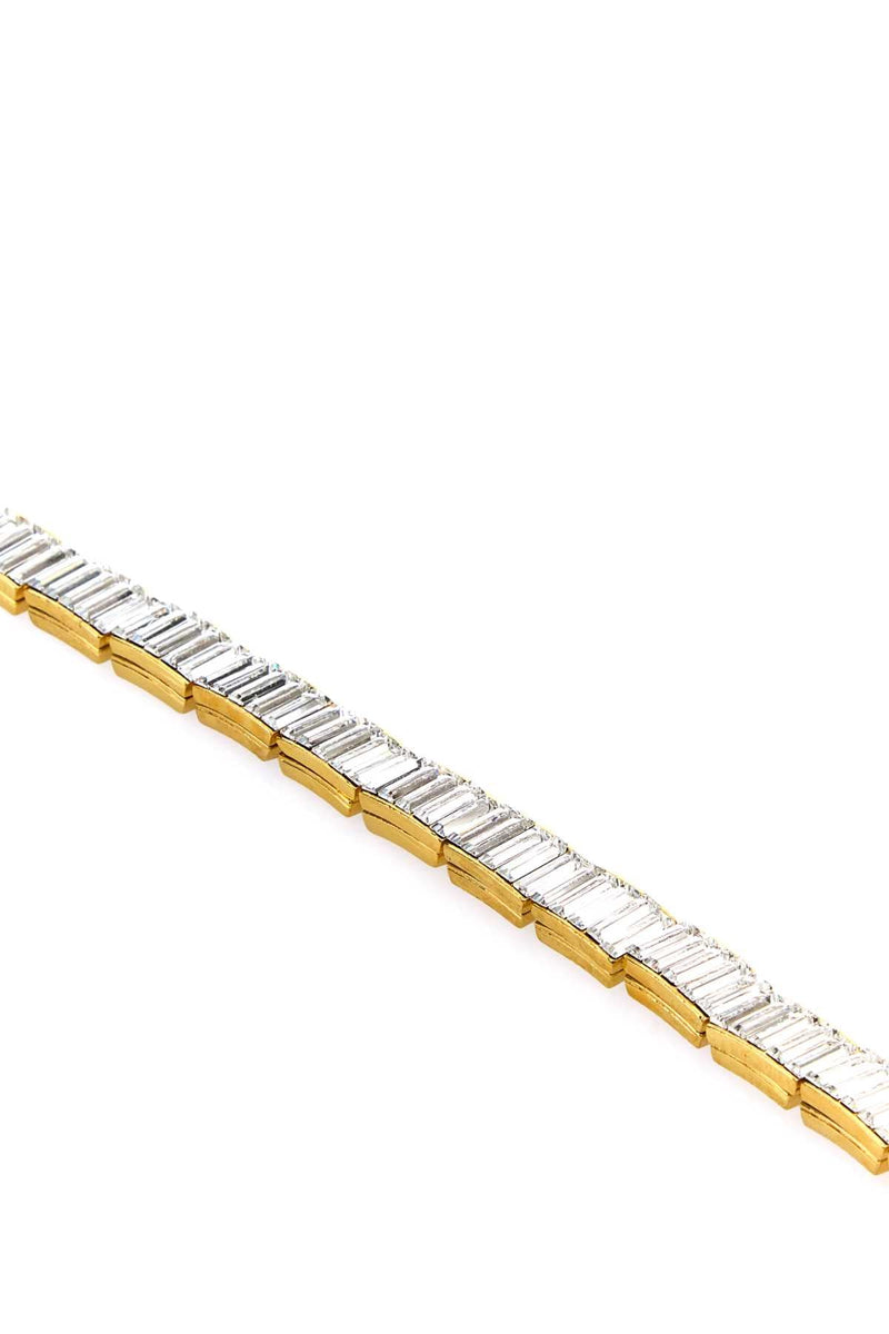 Alessandra Rich Crystal Baguette Choker Necklace — Gold Necklaces