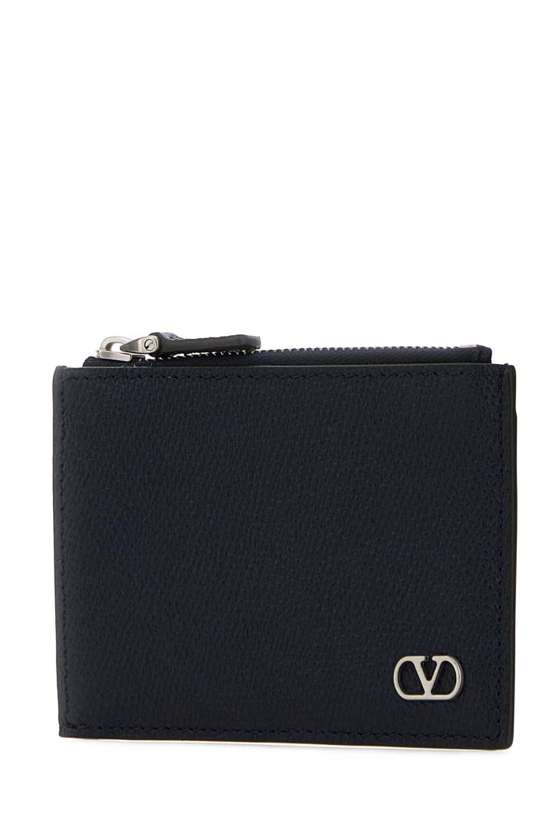 Valentino Garavani Calf Leather Coin Purse — Navy - Bos Taurus Purses