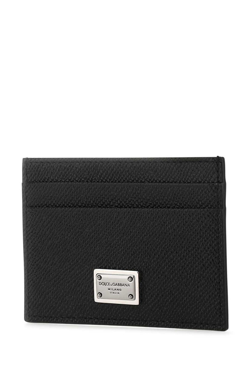 Dolce & Gabbana Textured Calfskin Card Case — Black Wallet