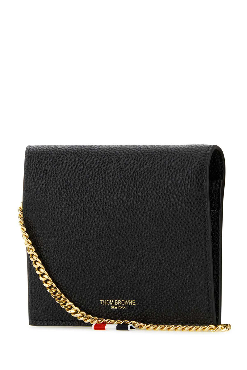 Thom Browne Grain Leather Card Case — Black Exterior: Cases