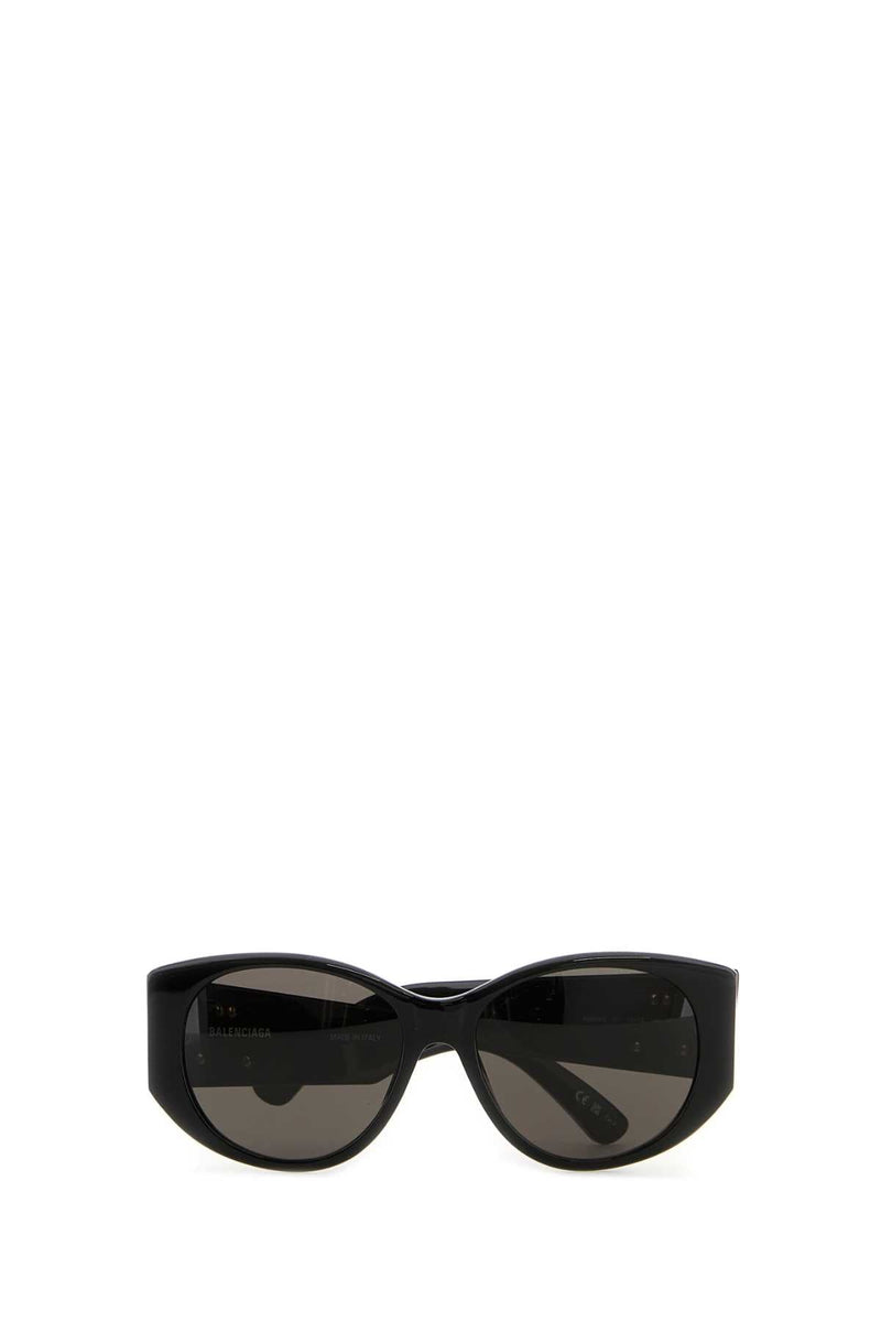 Balenciaga Nano Acetate Round Sunglasses — Black Exterior