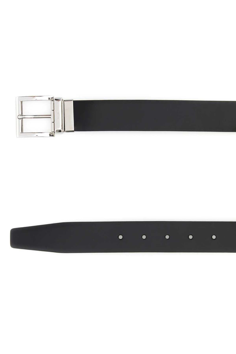Prada Reversible Leather Belt — Black Vitello