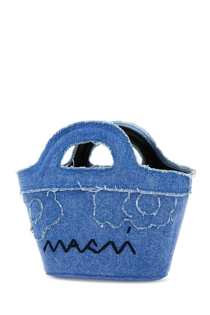 Marni Embroidered Denim Mini Bag — Blue