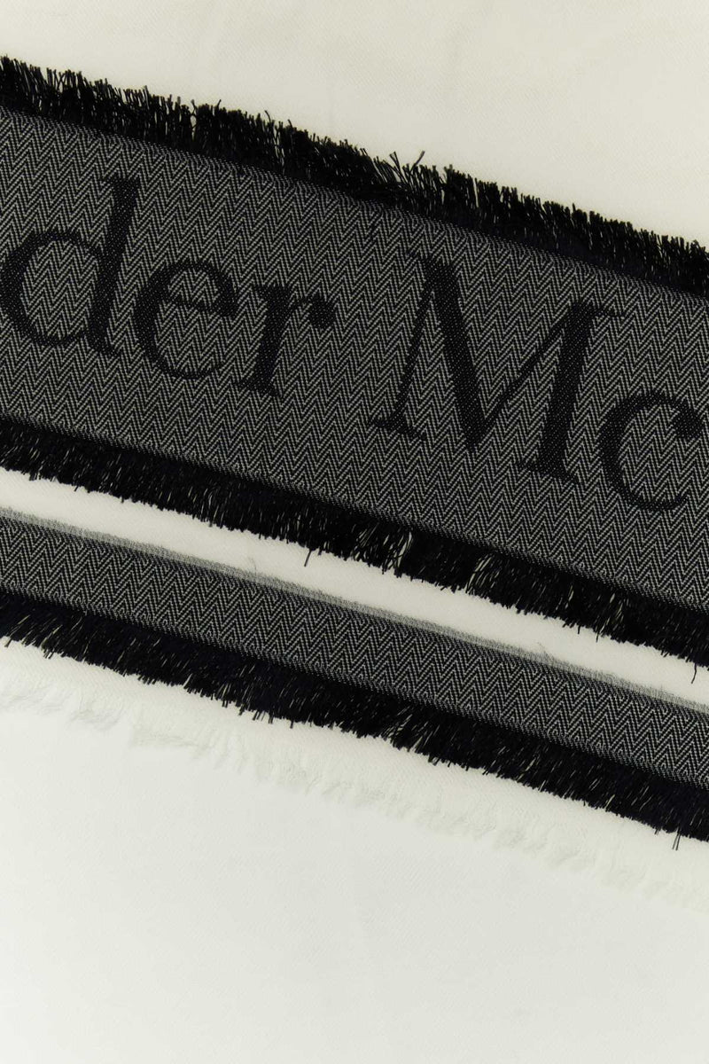 Alexander Mcqueen Scarf — Ivory Exterior: Wool Polyester Silk Scarfs