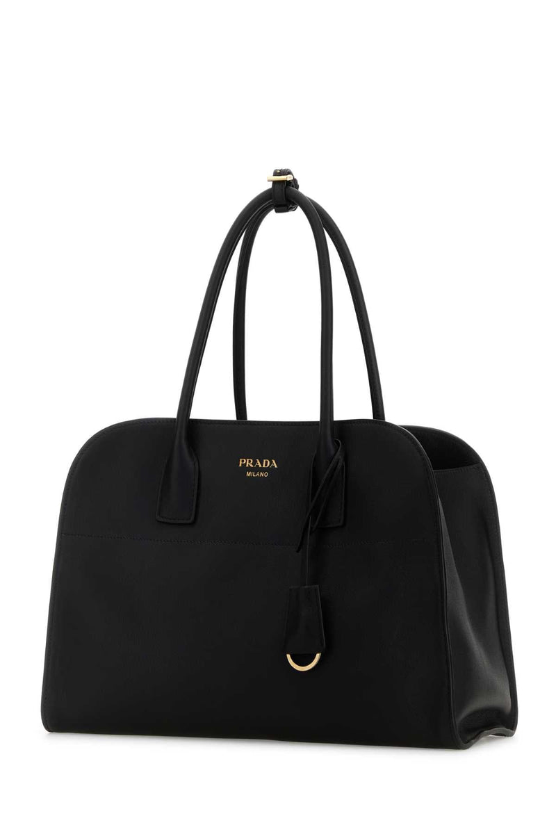Prada Vitello Leather Shoulder Bag — Black