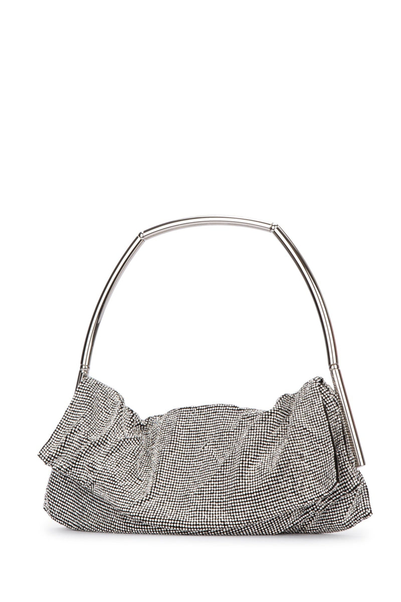 Benedetta Bruzziches Bag Clutch — Silver Beaded Mesh With Metal Frame