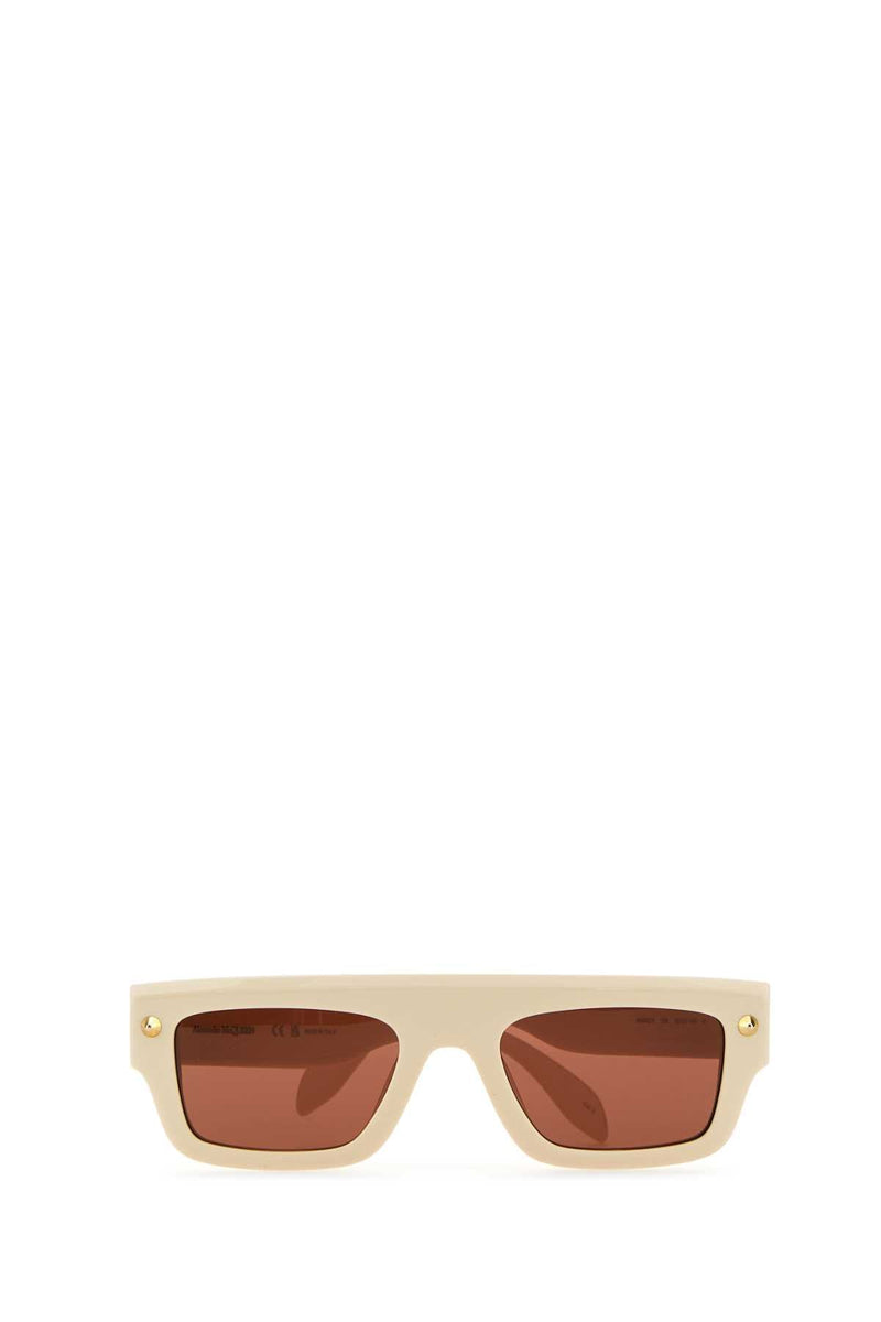 Alexander Mcqueen Ivory Acetate Sunglasses — Beige Exterior