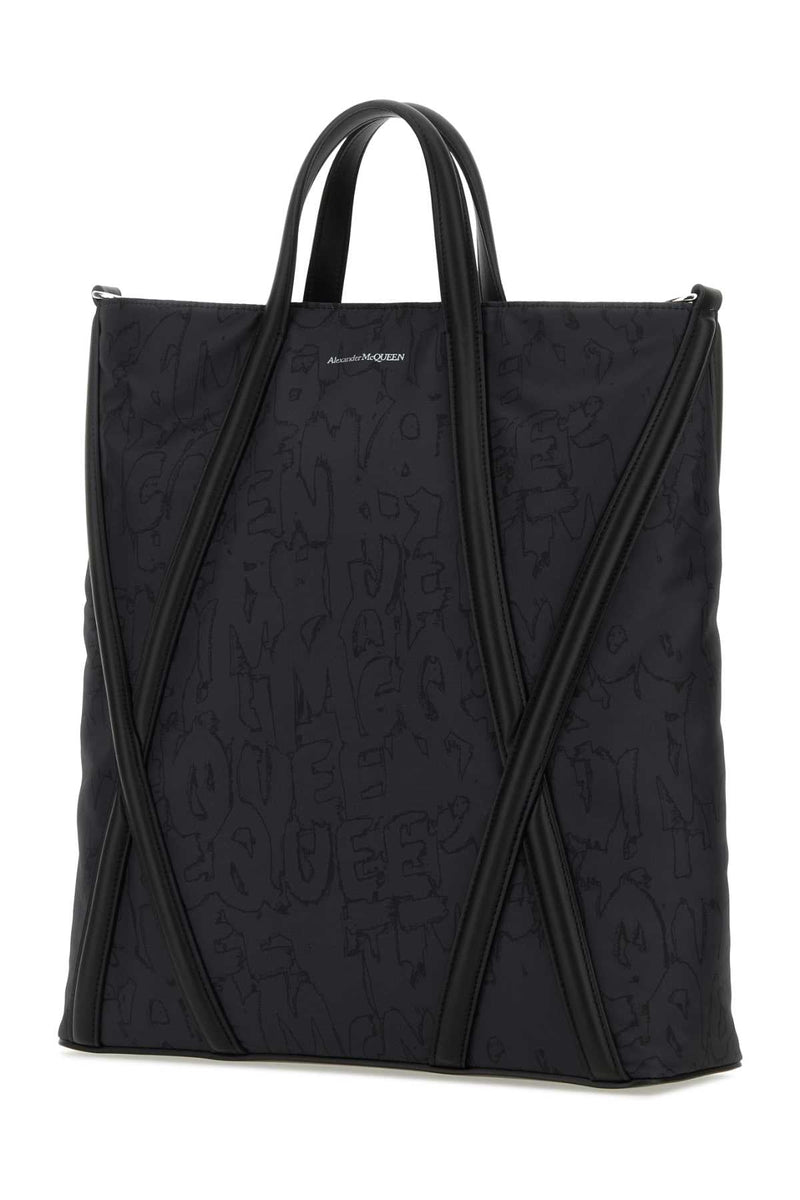 Alexander Mcqueen Quilted Nylon Harness Tote Bag — Black