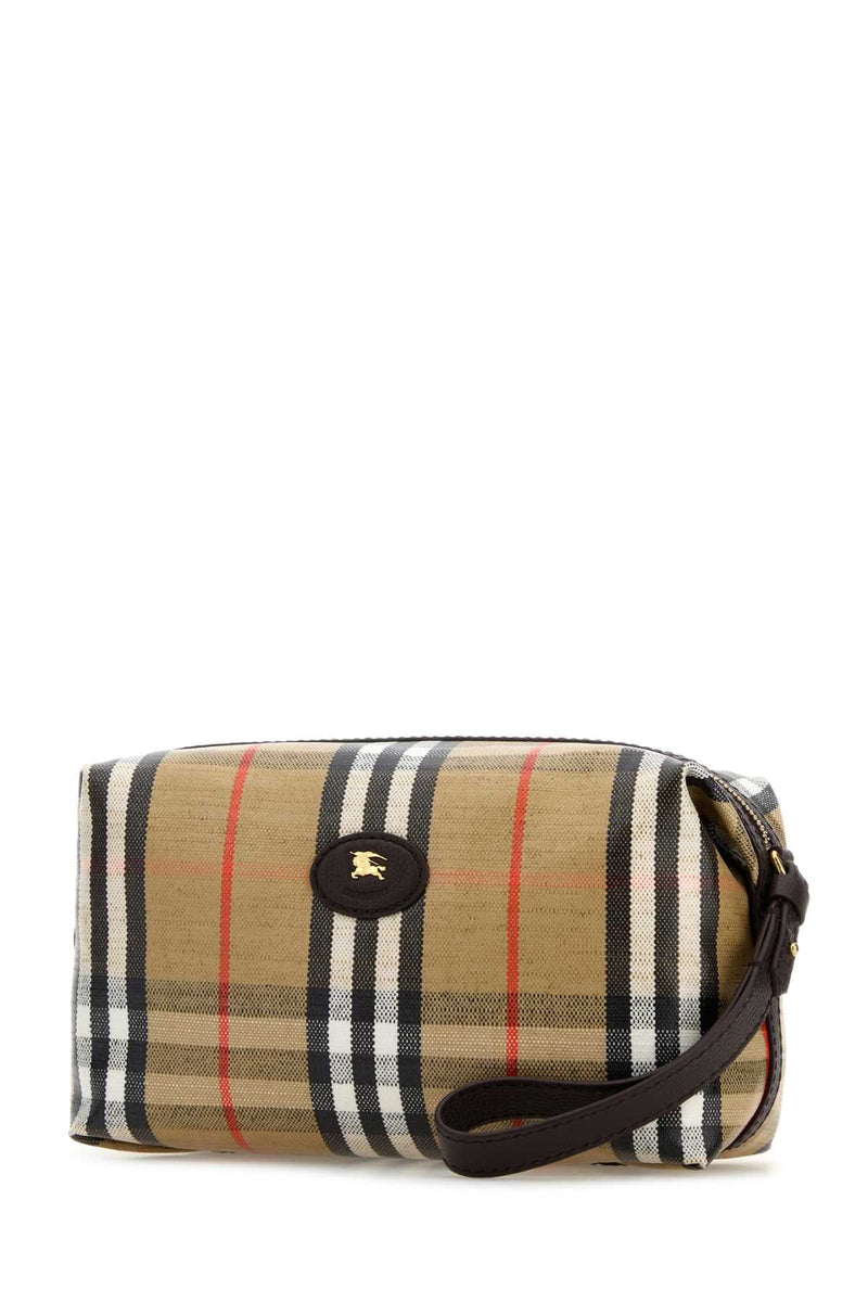 Burberry Highlands Travel Wallet — Beige Cotton Viscose Linen
