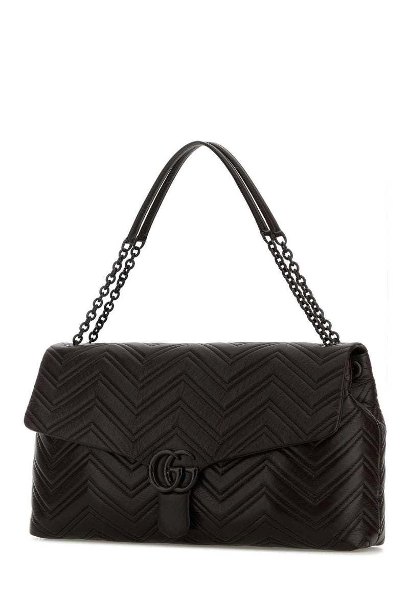 Gucci Marmont Shoulder Bag — Black Calf Skinvarnishplexiglass
