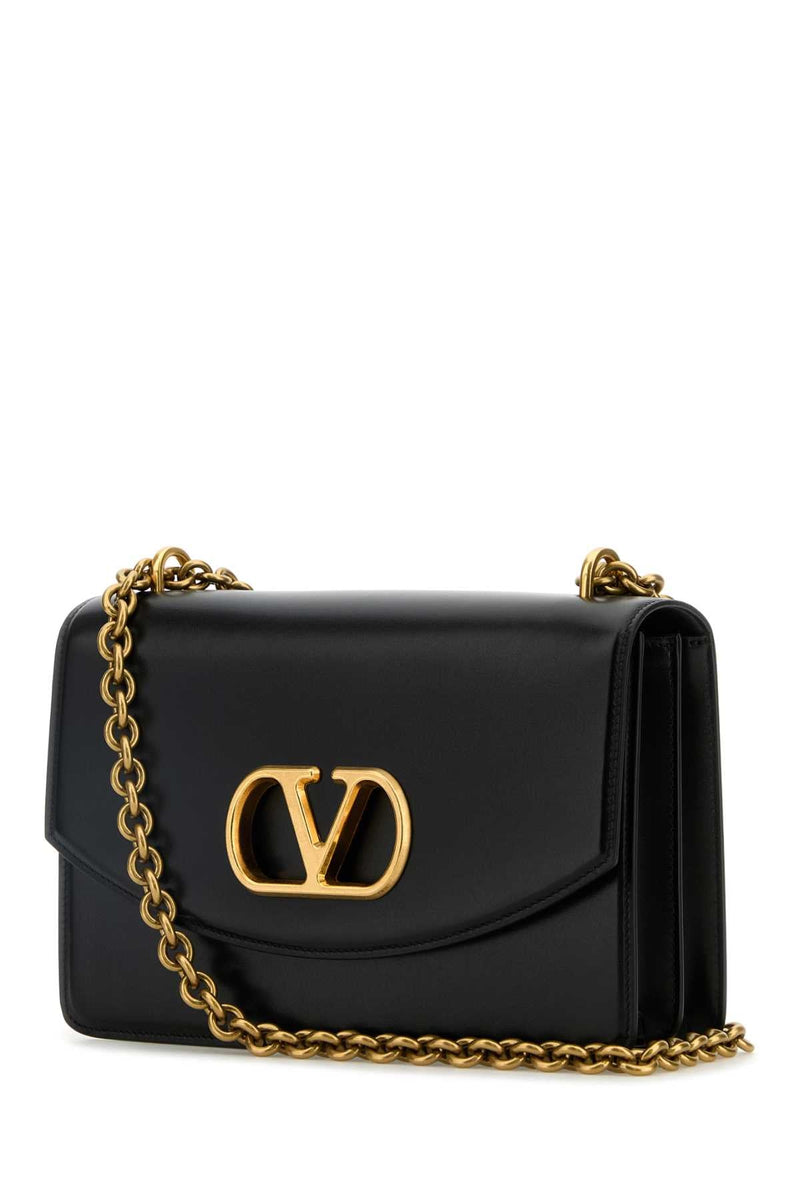 Valentino Garavani Vain Shoulder Bag — Black Calf Leather - Bos Taurus
