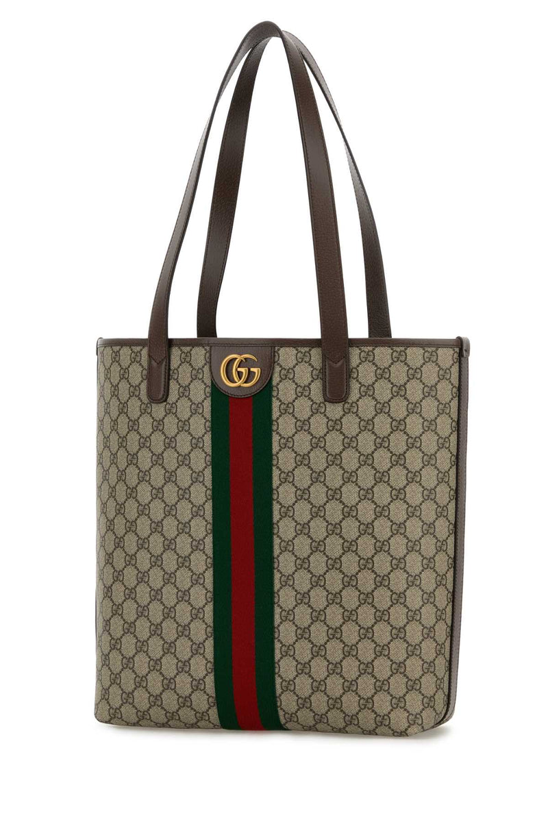 Gucci Gg Monogram Canvas Tote Bag — Beige T Polyurethane Polyamide
