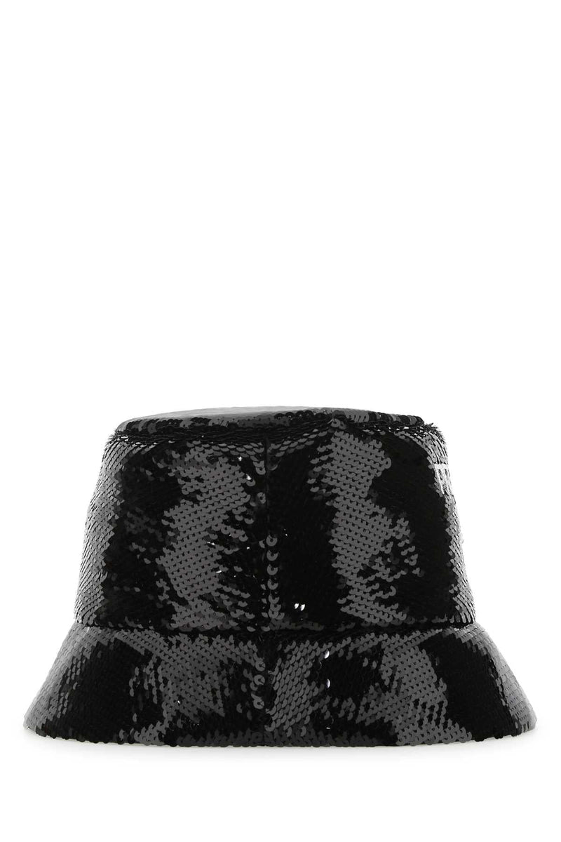 Prada Sequin-Embellished Bucket Hat — Black