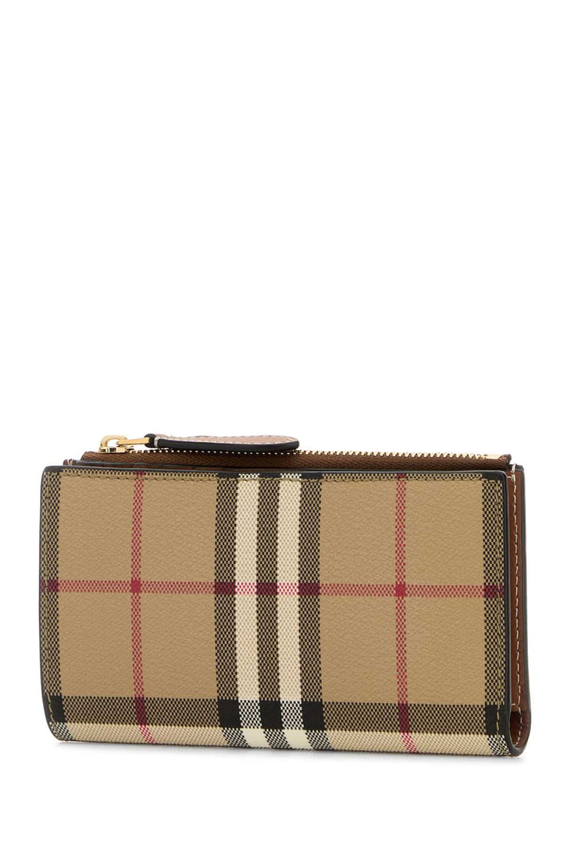 Burberry Bifold Wallet — Beige Polyurethane Polyester Cotton