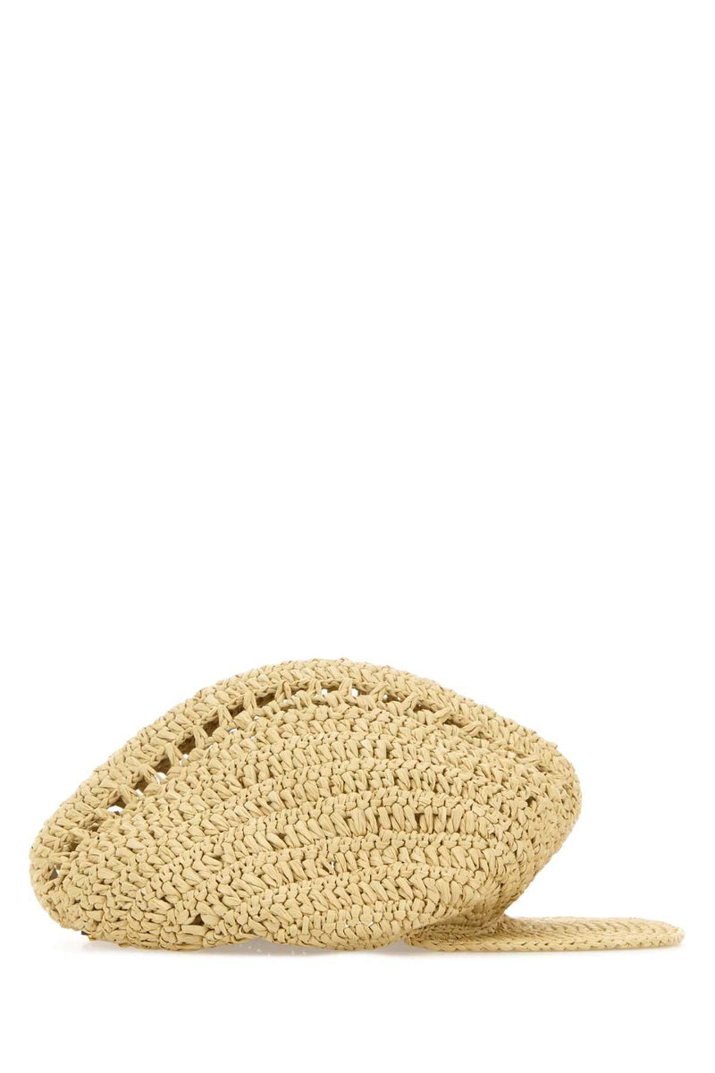 Prada Raffia Bucket Hat — Beige Exterior
