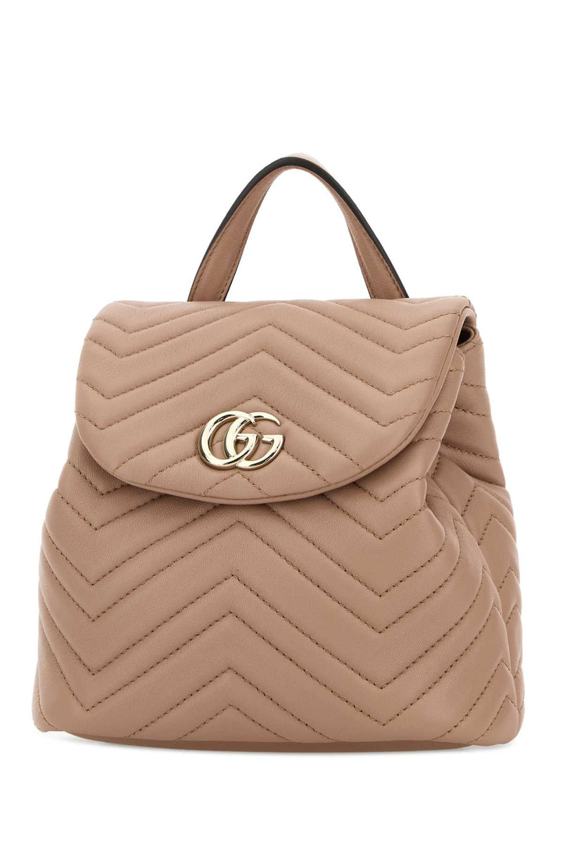 Gucci Chevron-Quilted Nappa Leather Shoulder Bag — Beige