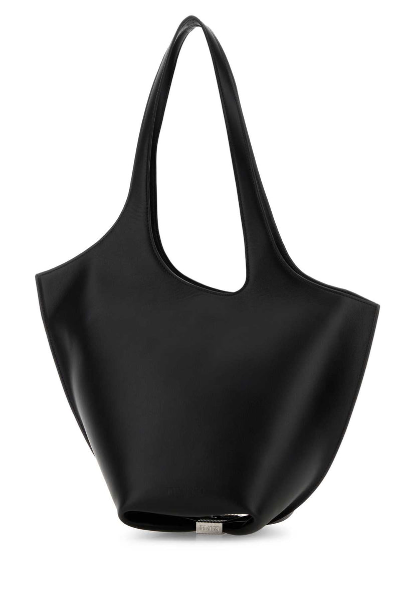 The Attico Sculptural Leather Shoulder Bag — Black