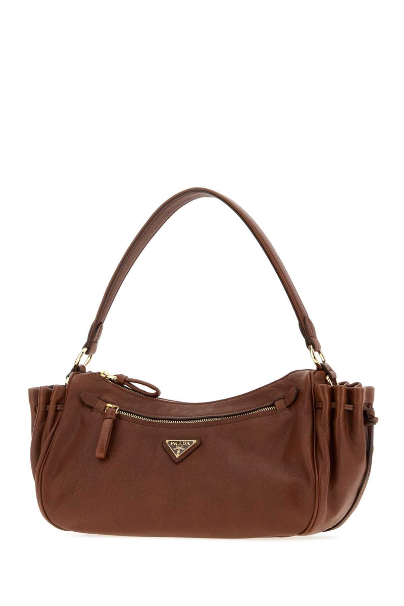 Prada Calf Leather Shoulder Bag — Brown