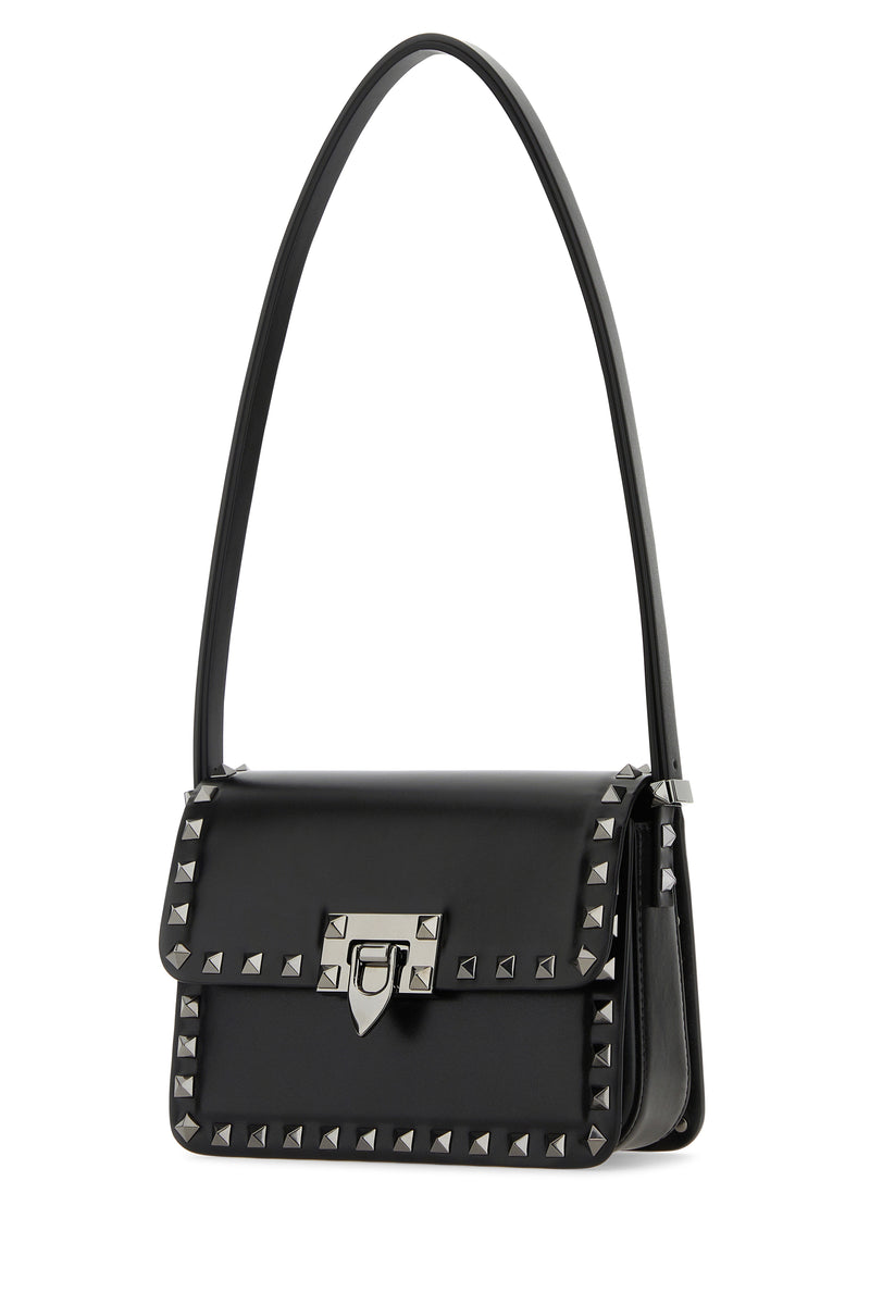 Valentino Garavani Pyramid Studded Leather Shoulder Bag — Black