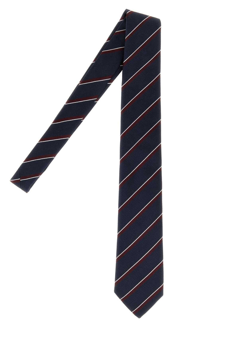 Giorgio Armani Striped Silk Necktie — Navy Neckties