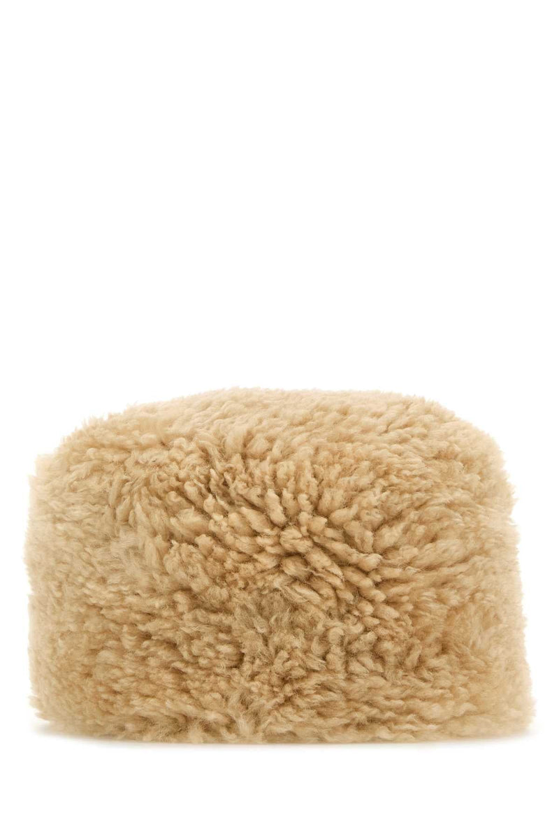 Toteme Shearling Winter Hat — Beige