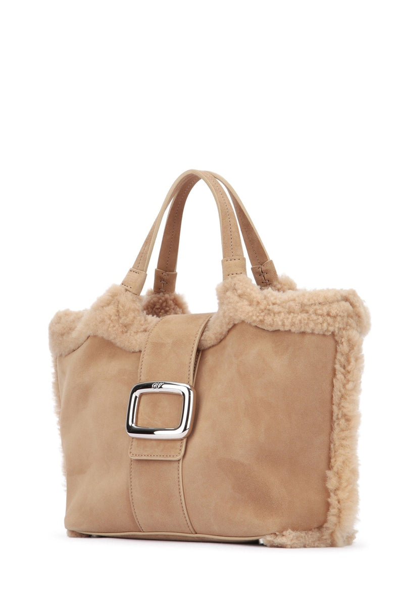 Roger Vivier Mano Shoulder Bag — Beige Suede