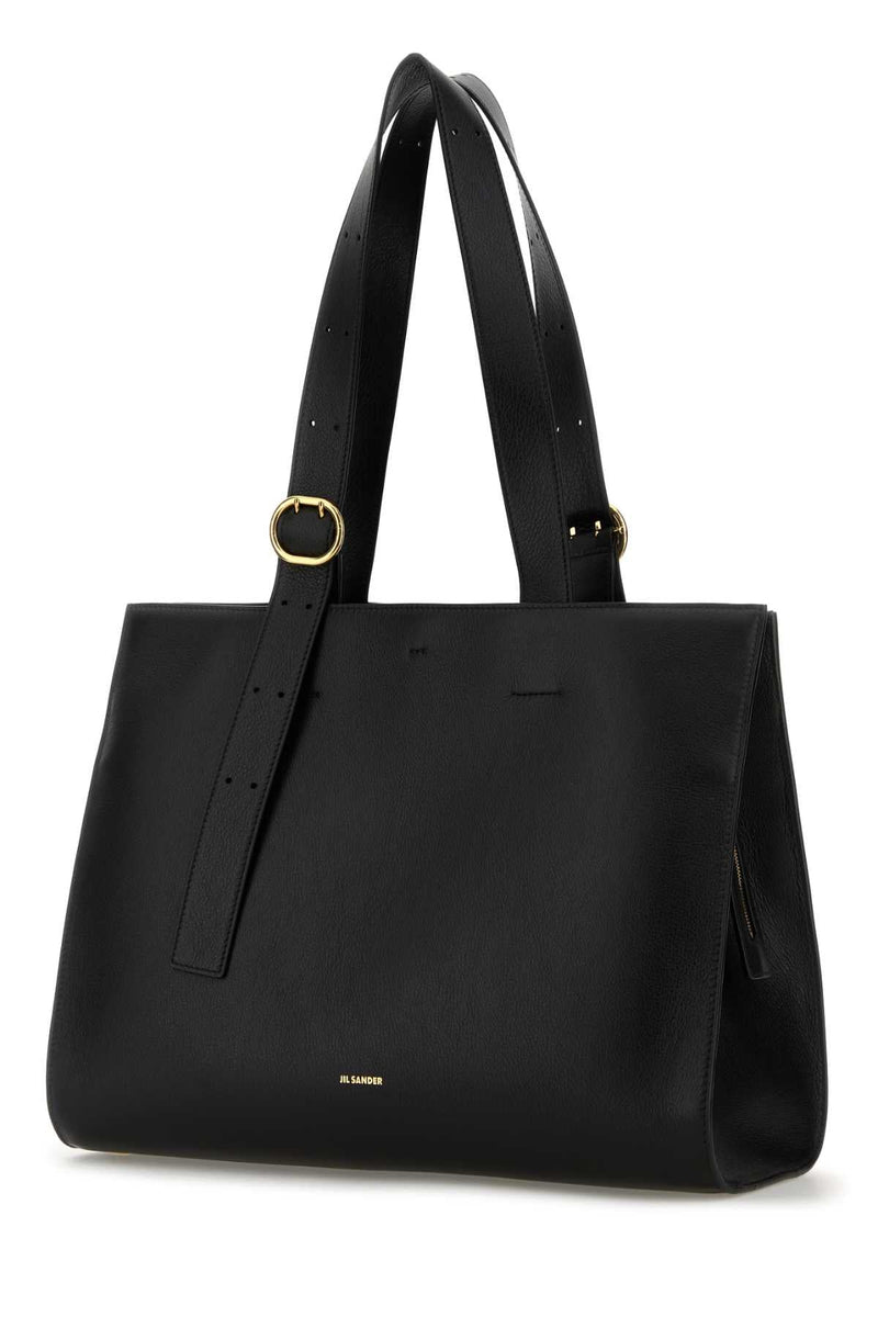 Jil Sander Cannolo Shopping Shoulder Bag — Black