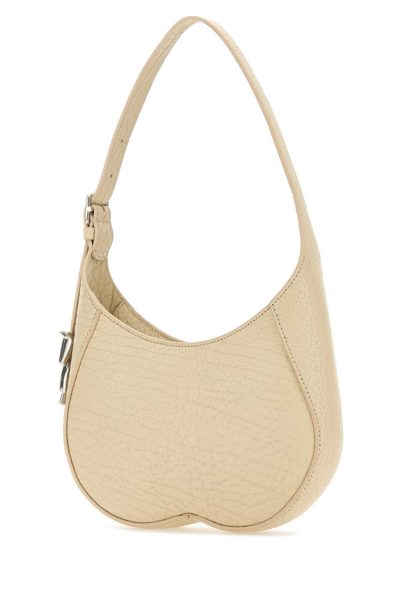 Burberry Croc-Embossed Calf Leather Shoulder Bag — Beige