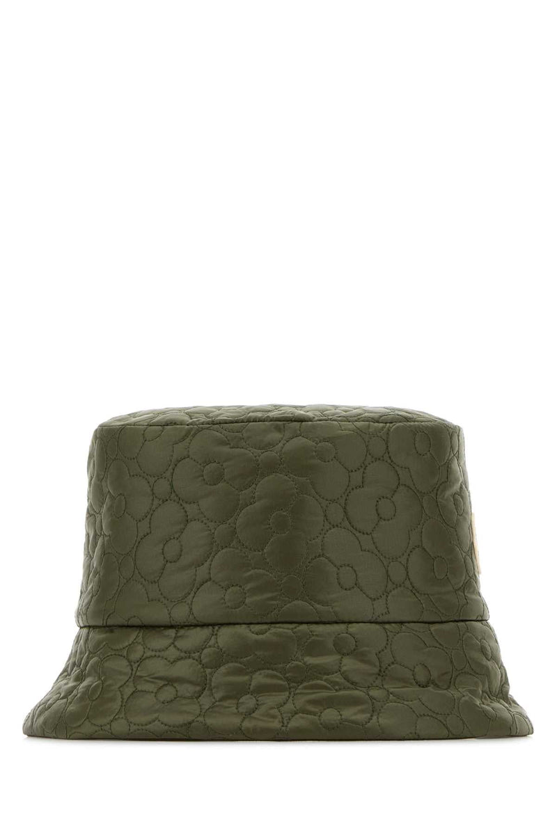 Moncler Bucket Quilted Nylon Hat — Green
